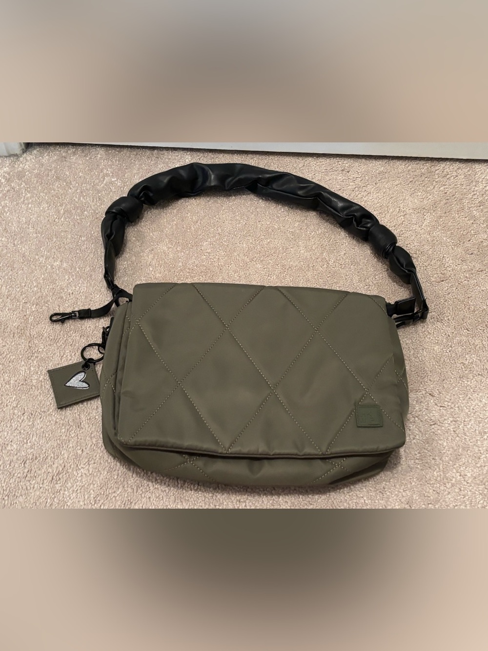 Shawn Killinger X IHKWIP Olive Knotted Shoulder Bag Purse Quilted Nylon
